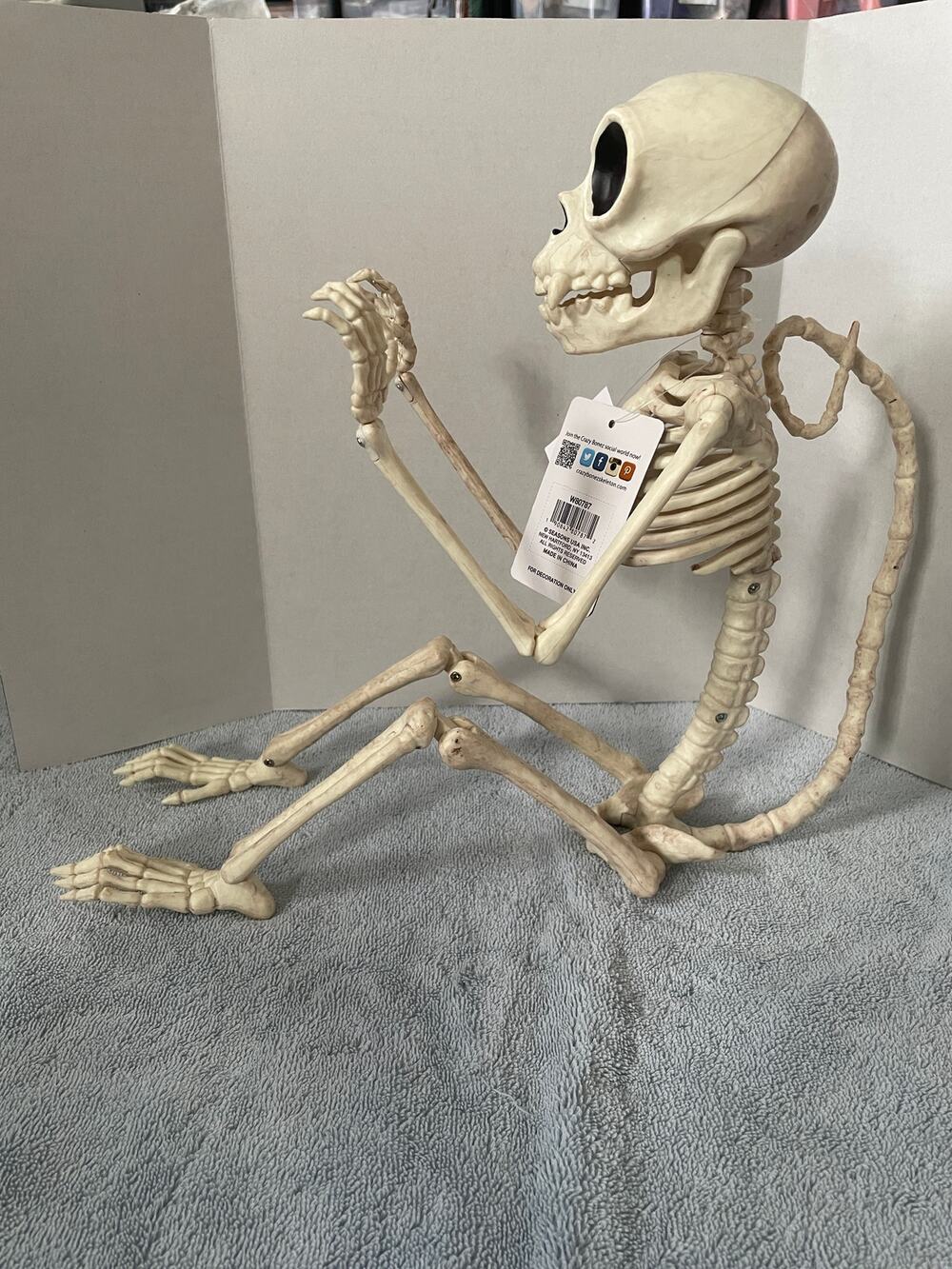 13" MONKEY SKELETON HALLOWEEN DECORATION SEW80787 NEW